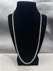 10K PLATED STERLING SILVER TENNIS CHAIN W/ LAB GROWN DIAMONDS 44.9G